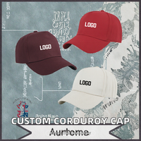 Op maat gemaakte 5-delige tweekleurige verstelbare corduroy baseballcap met geborduurd logo, unisex, geschikt voor alle seizoenen