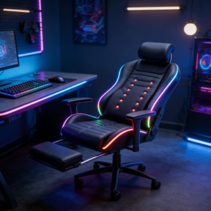 Silla Gamer Moderna Reclinable para PC, Negra, con Brazos 3D, Masaje, Reposapiés, para Videojuegos - Product Image 1
