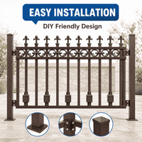 Clôture de jardin classique en métal galvanisé style lance, anti-rouille, pour hôtels et aménagements paysagers, acceptant les petites commandes, avec cadre métallique thermolaqué