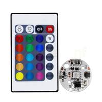Panneau lumineux LED RGB rond DC 5V, base en aluminium de 31mm, panneau de lampe à perles SMD 1-3W, 120 °   Angle de faisceau avec télécommande IR 24 touches