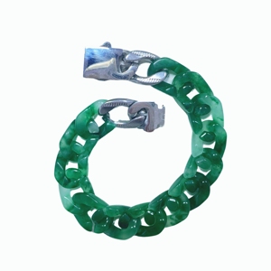 Bracelet en agate à maillons cubains, bracelet en chaîne de pierres perlées, accessoire de bijouterie tendance - Product Image 5