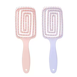 Logo personalizzato Paddle quadrato districare spazzola per capelli bagnato e asciutto curvo di sfiato portatile ABS materiale con legno per capelli ricci - Product Image 4