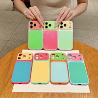Funda de Teléfono Acrílica Híbrida Color Macaron, para iPhone 14 15 16 17 Pro Max, con Protección de Cámara de Vidrio, Antigolpes