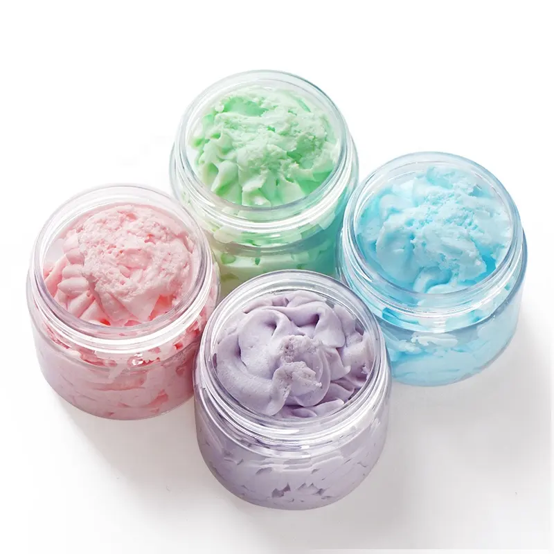 Private Label Scent Sweet Bubble Gel doccia colorato Scrub allo zucchero crema da barba schiuma soffici sapone da bagno montato