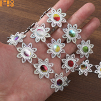 Nouvelle garniture en plastique acrylique motif tournesol, or et argent, à coudre, pour la décoration de robes de bal de fin d'année du Texas, les vêtements de carnaval, les artisanat et les accessoires DIY