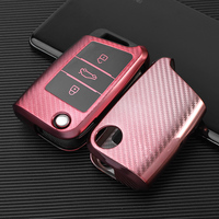 Funda Protectora de TPU de Fibra de Carbono para Llave de Coche Volkswagen Tiguan L Lavida Plus Golf 7 Polo Skoda VW, Llavero, Bolsa para Llaves