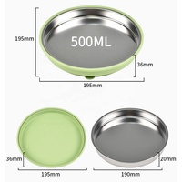 Assiette Ronde de Haute Qualité pour Tout-Petits, Assiette d'Alimentation pour Bébé Non Divisée en Acier Inoxydable 304, Assiette à Ventouse en Silicone pour Bébé