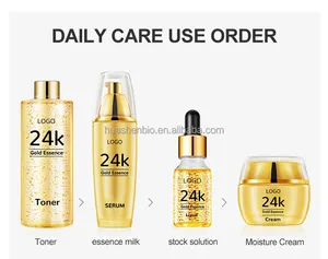 Beauty Korean 24K Gold Anti-ageing Dark Spot Whitening Toner Moisturizing Serum Scrub Cream Facial Wash Face Skin Care Set New