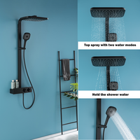 Ensemble de douche thermostatique moderne 620 mm chromé à double poignée avec jet de pluie, équipement de salle de bain en cuivre pour appartements