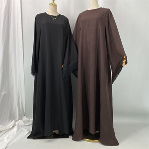 Nouvelle conception Abaya à franges pour femmes, Abaya ample à manches longues, Abaya modeste pour femmes musulmanes, robe maxi islamique 6959 # - Product Image 3