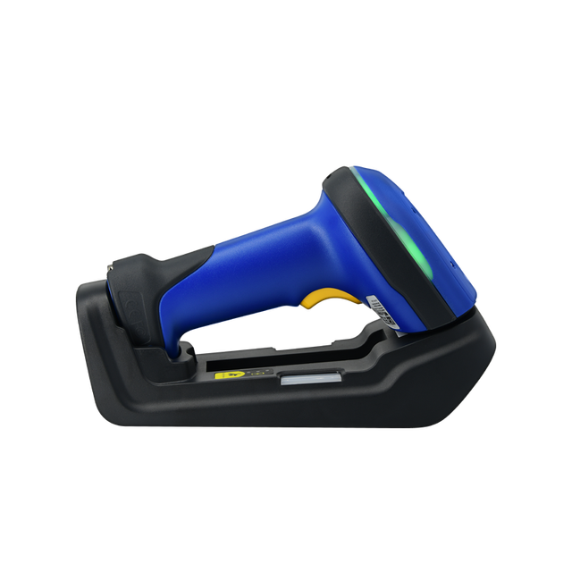 Rugged Wireless 2D Barcode Scanner 2.4G QR Reader with Base Industrial Handheld Scanner for Logistics & Warehouse