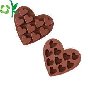 OKSILICONE Decoration Dessert 10 Cavities Heart Shape Silicone Chocolate Mold Non Stick Easy Release Baking Candy Cookies Mold