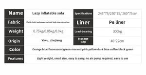 Sofá inflable perezoso reclinable portátil, saco de dormir de aire de playa plegable para acampar y festivales de música para uso en exteriores e interiores - Product Image 2