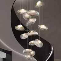 Lustre en verre en forme de nuage au design moderne et créatif pour hôtel, escalier duplex, salon, avec bulles de verre multiples
