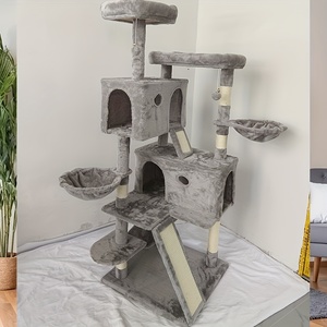 Luxe Kattenboom, 66-Inch Kattentoren Voor Katten Binnenshuis, Pluche Multi-Level Kattenappartement Met Krabpalen 2 Zitstokken 2 Grotten Hangmat - Product Image 4