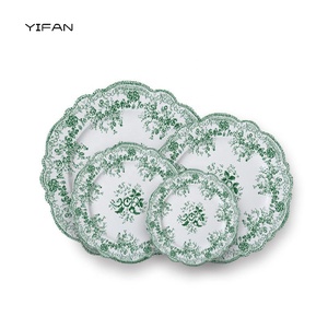 Blue Irregular <b>Dinner</b> <b>Set</b> American Style Plant Pattern Eco-Friendly <b>Bone</b> <b>China</b> Charger Plate Wedding Tableware - Product Image 6