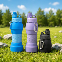 Gourde souple de sport et de voyage de 600 ml, sans BPA, pliable en silicone, bouteille pliable à boire directement, compatible lave-vaisselle, pour le camping