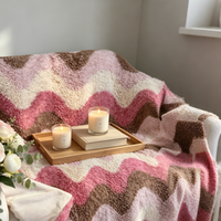 Plaid en polaire Teddy à motif ondulé coloré, doux pour la peau, très populaire, en velours ultra doux pour canapé, lit et usage domestique