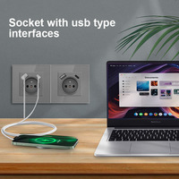 Prise murale NOVSKI industrielle pour hôpital, panneau en verre, double prise FR, USB + Type C, résistante aux manipulations, norme européenne