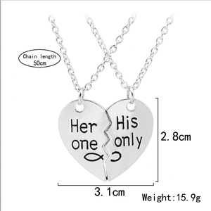 Collana con ciondolo a cuore all'ingrosso per due la sua collana con una sola coppia con incisione regali speciali - Product Image 2