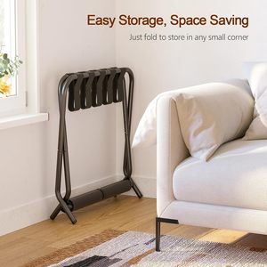 Portaequipajes, Soporte Plegable para Maletas para Habitación de Huéspedes, Soporte Metálico para Equipaje con Estante de Almacenamiento para Dormitorio, Fácil de Montar - Product Image 4