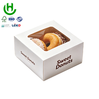 Boîte à donuts personnalisée Hong Chang avec fenêtre, en papier kraft de qualité alimentaire, écologique, recyclable, emballage de boulangerie auto-adhésif et portable