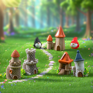 Miniature Fairy Castle Landscape Resin Decorations <strong>Mini</strong> House Figurines Ornaments for DIY Desk Micro <strong>Christmas</strong> Home Craft Decor - Product Image 2