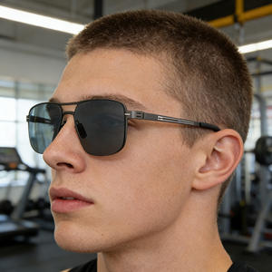 Ks-3820 Lunettes de soleil polarisées pour hommes, monture carrée en métal, protection UV400, type 3 lentilles, pour la protection solaire en extérieur - Product Image 3