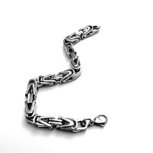 316L Stainless Steel Hiphop <b>Chain</b> Necklace Square Pearl Rope Plated Cuban Link Mechanic Byzantine Necklace for Men Jewelry - Product Image 3