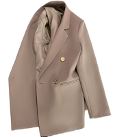 Blazer élégant pour femme, croisé, tissé, infroissable, uni, à revers, pour le printemps, l'automne et le quotidien