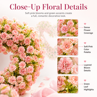 Guirlande de mini roses artificielles en forme de cœur, rose clair, pour décoration murale de porte d'entrée, pour la Saint-Valentin, les mariages, la fête des mères, la maison, l'intérieur