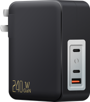 Adaptateur secteur universel 240W PD3.1 QC PPS GaN à charge rapide pour ordinateur portable et téléphone, avec plusieurs ports, prise murale CN 3 broches