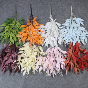 Feuilles de saule artificielles à cinq branches, écologiques, pour Noël, Pâques, mariages, fêtes, décoration intérieure, accessoires de photographie, en soie, vente en gros - Product Image 1