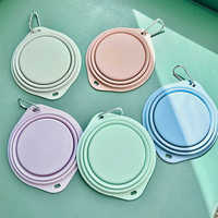 Bol pour animaux de compagnie pliable en silicone imperméable à l'eau avec logo personnalisé, motif solide, pour reptiles - Bol pliable portable pour boire et manger en extérieur