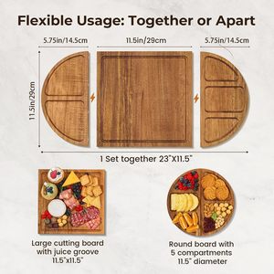 Plateau à fromage en bois RosiRoli en forme de cœur, plateau à apéritifs magnétique pour les rassemblements en plein air - Product Image 4
