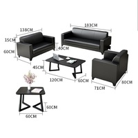 Ensemble canapé de bureau 3 places et table basse en cuir PU Z901 – Design contemporain de luxe, durable pour salle de sport, hôtel, école, hôpital, centre commercial, parc