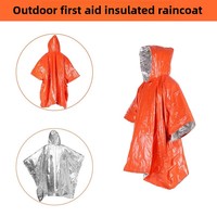 Poncho de survie thermique réutilisable en PE pour adultes, imperméable réfléchissant haute visibilité pour la randonnée, le camping et les activités de plein air