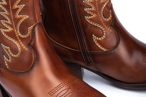 Stivali da <span class=keywords><strong>Cowboy</strong></span> a metà polpaccio in pelle occidentale con chiusura a Zip floreale stivali da <span class=keywords><strong>donna</strong></span> ricamati e stivali firmati a punta per l'inverno - Product Image 5