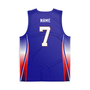 Débardeur de basketball en maille souple pour homme et jeune homme, bleu et rouge dégradé, avec lettres graffiti sur les côtés, maillot de sport confortable pour le quotidien - Product Image 2
