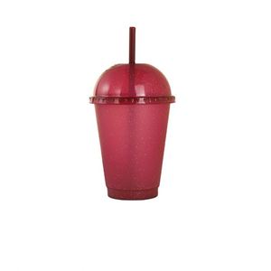 Vaso de PP con pajita de 500 ml, diseño de moda con tapa arqueada, para niños, para leche, té y bebidas, con purpurina multicolor, venta al por mayor - Product Image 1