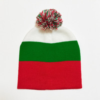 Vente en gros de bonnets tricotés à pompon bicolores chauds