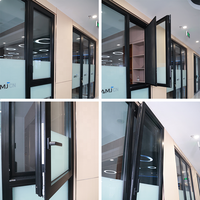 Ventanas Abatibles y Giratorias de Aluminio con Malla de Seguridad Personalizada, Ventanas de Triple Acristalamiento con Aislamiento Térmico para Casa