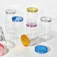 New Design Food Safe Candy Round Plastic Jam Jars 3 oz 8 oz 6 oz 100 ml 140ml 200ml Capacity with Aluminum Lid and Tear Cap