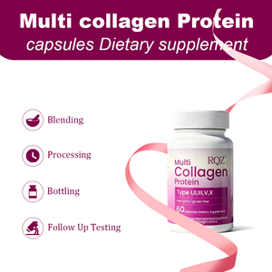 แคปซูลโปรตีนคอลลาเจนหลายชนิด (ประเภท IIIIVX) 60 เม็ด ปราศจากจีเอ็มโอ ปราศจากกลูเตน อาหารเสริมสำหรับผู้หญิง |   OEM/ODM แบบส่วนตัว - Product Image 4
