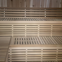 Moderna sauna cuadrada finlandesa de cedro rojo para exteriores, de 2 a 4 personas, con calefacción eléctrica por infrarrojos, para uso en villas.