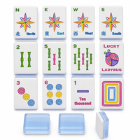 Set Mahjong Amerika Transparan Biru Air Pesanan Khusus 166 Ubin Koleksi Karakter Bambu Titik Pastel Kumbang Keberuntungan