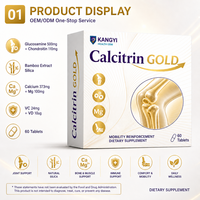 Glucosamine 500mg Chondroïtine 110mg Complément Articulaire Calcium Magnésium Vitamine D C Silice de Bambou Non-OGM OEM