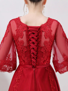 <span class=keywords><strong>Printemps</strong></span> Nouveau Long Mince Femmes <span class=keywords><strong>Mariage</strong></span> Retour Soirée Femme Rouge Robes De Mariée - Product Image 5