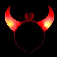 Décorations lumineuses pour Halloween, fête néon, concert, anniversaire, accessoires lumineux LED, serre-tête avec cornes de diable