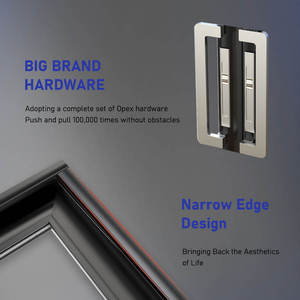 <span class=keywords><strong>Porte</strong></span> <span class=keywords><strong>coulissante</strong></span> à double rail en aluminium à rupture de pont thermique, triple vitrage à l'argon Low-E trempé, résistante aux intempéries, <span class=keywords><strong>pour</strong></span> balcon et terrasse - Product Image 3